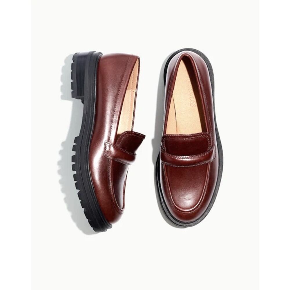Madewell Brown Leather Chunky Lug Sole Loafers Womens 9 The Bradley Penny Shoes
